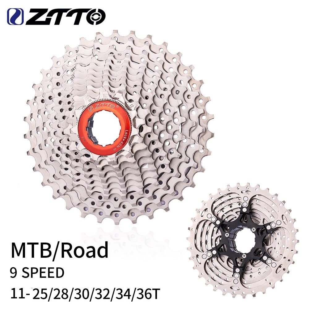 ZTTO 9 Speed Cassette Freewheel 11-25T/28T/30T/32T/34T/36T Road MTB bikes