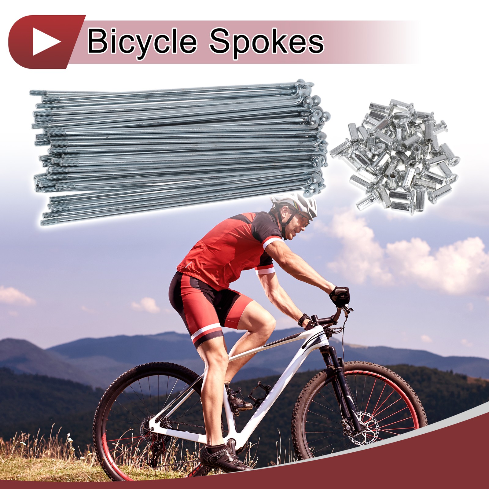 48 Set 10G Bicycle Spokes 145mm Bike Wheel Spokes Carbon Steel Galvanized