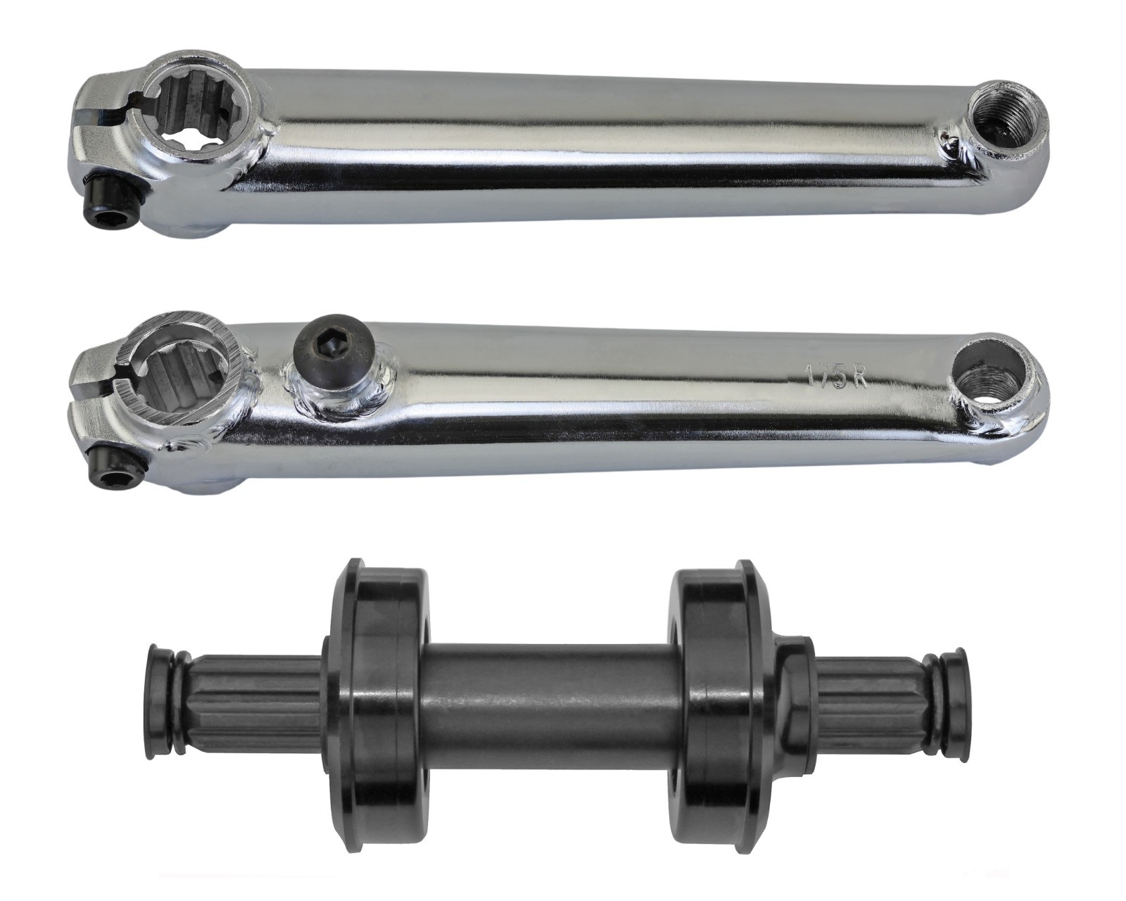 Bicycle 3PC CR-MO Crank Set 175mm USA/BB 8t BMX MTB Bike Chrome BMX Bike