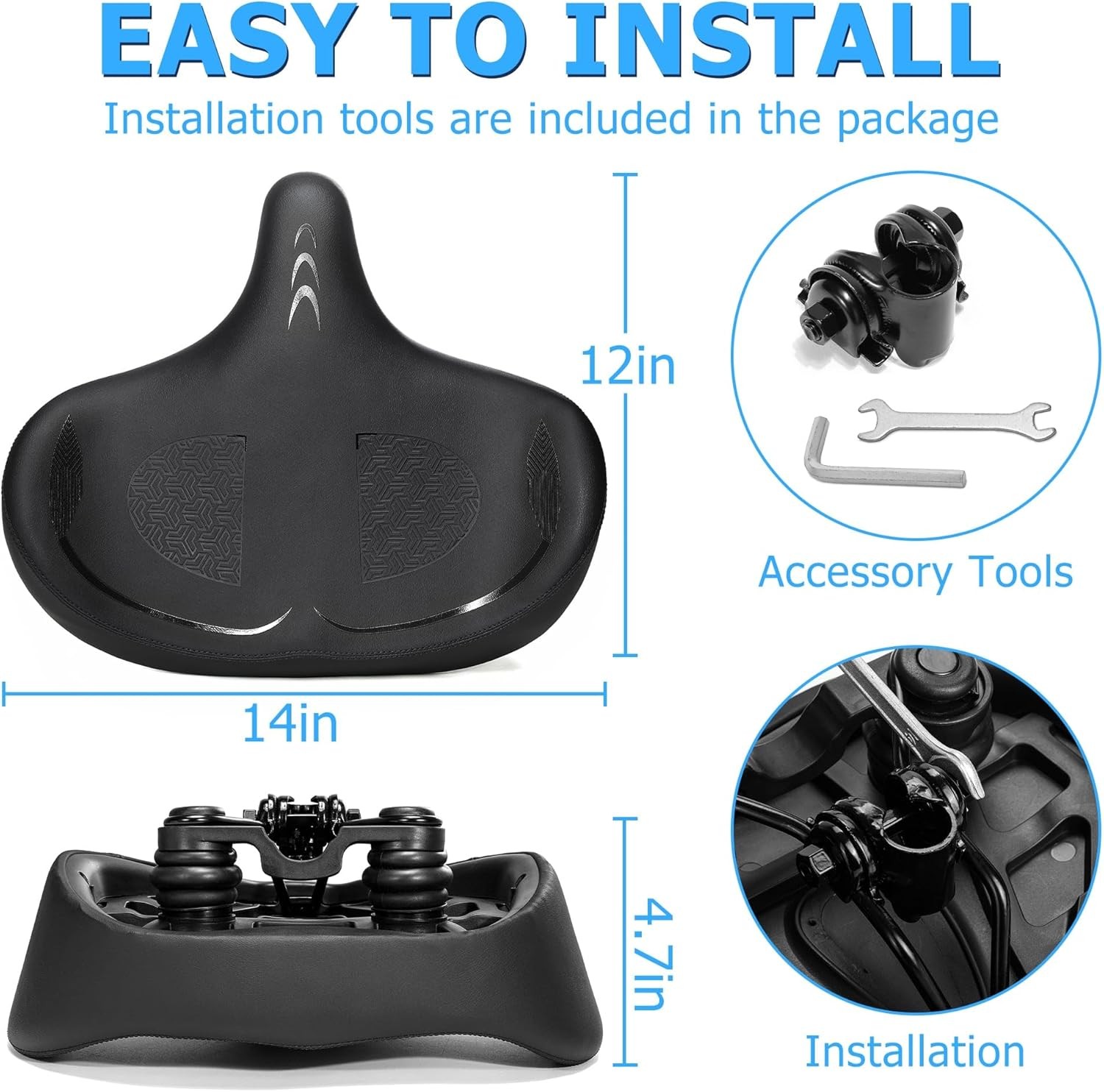 CDYWD Oversized Bike Seat for Men & Women Comfort Extra Wide Bicycle Seat