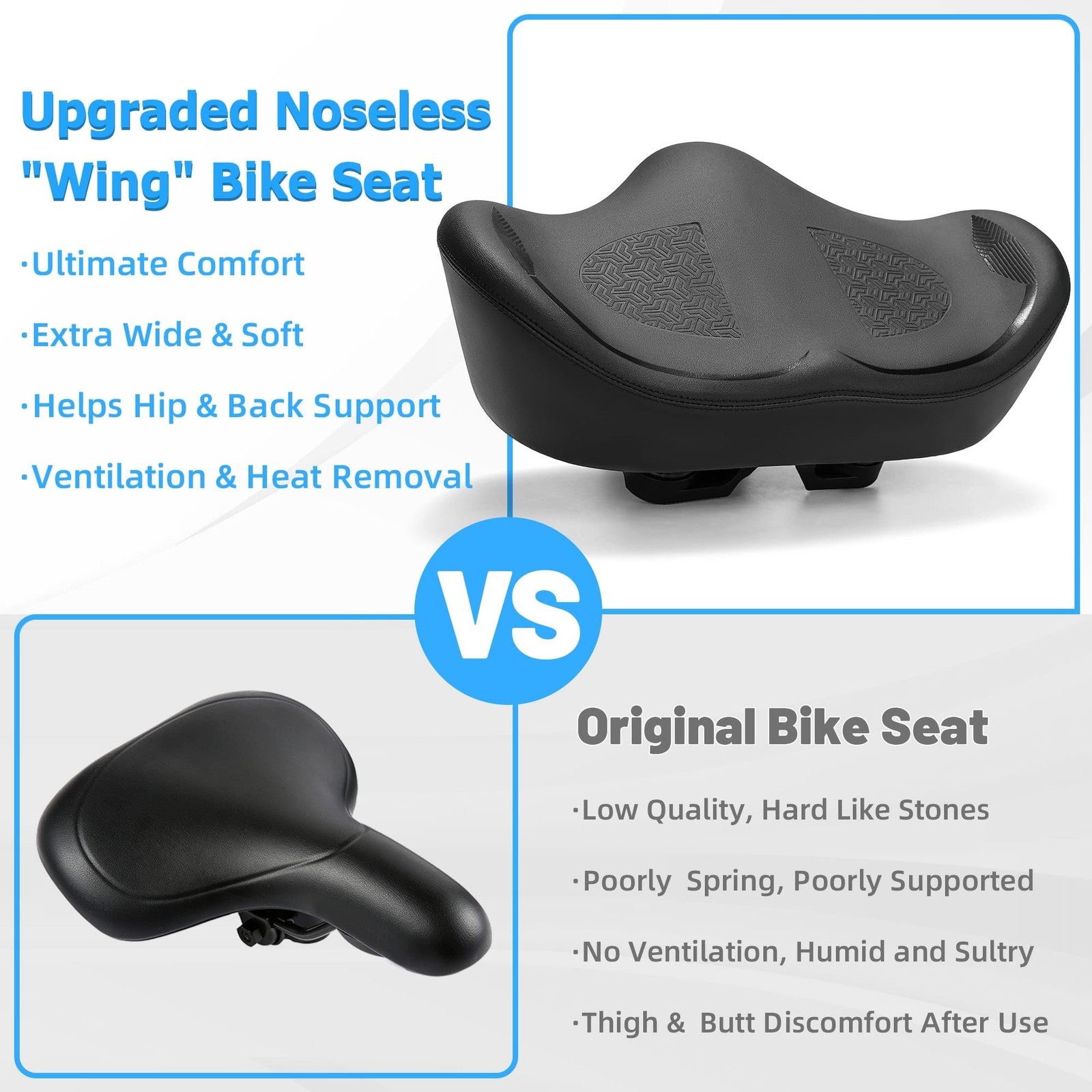 CDYWD Noseless Oversized Bike Seat for Men Women Comfort, Extra Wide Padded B…