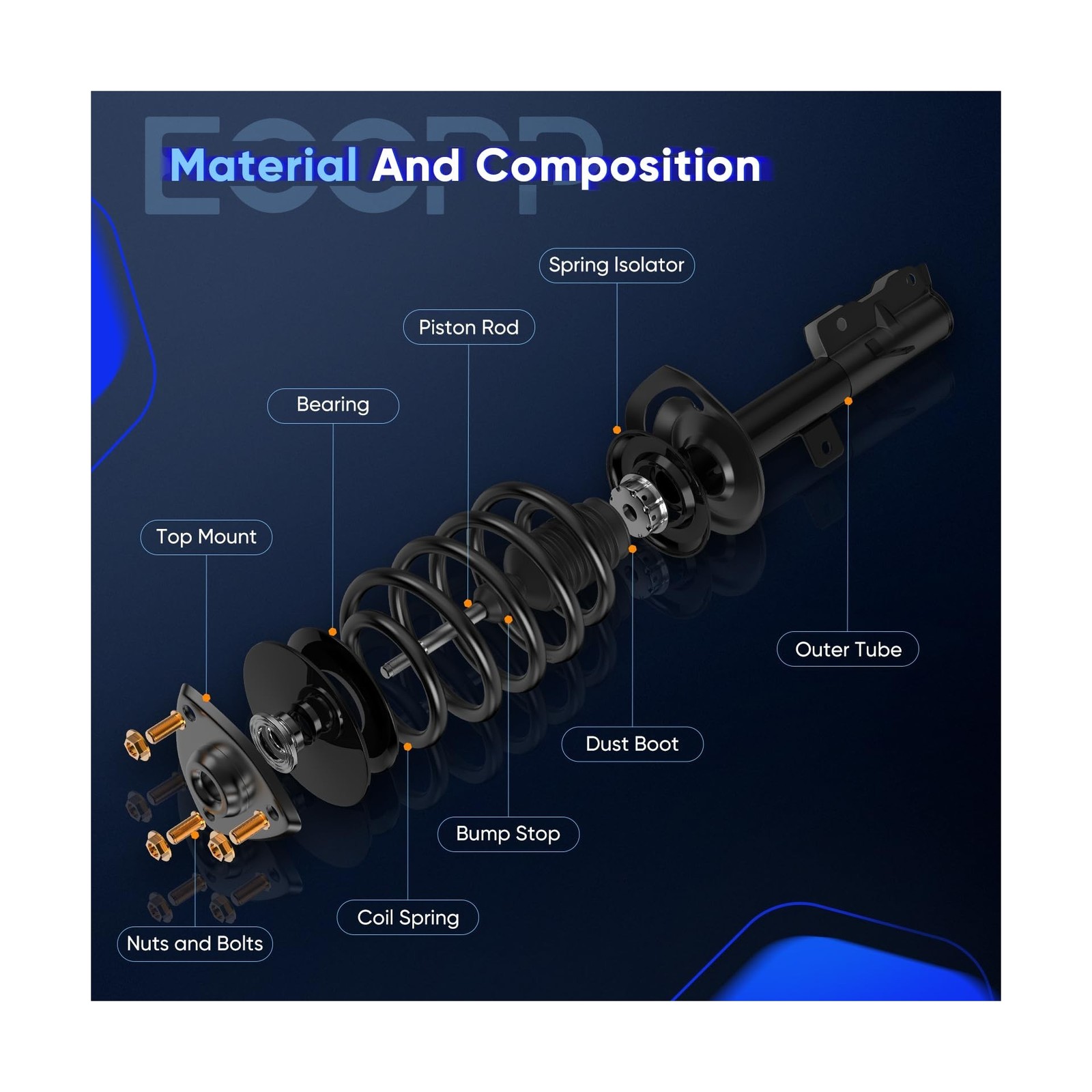 ECCPP Complete Struts Spring Assembly Struts Shock Absorber Fit for Hyundai S…