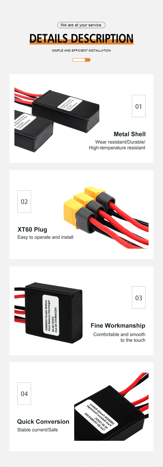 E-bike Dual Battery Connection Adapter Switcher Lncrease 20V-72V 20A/30A/40A