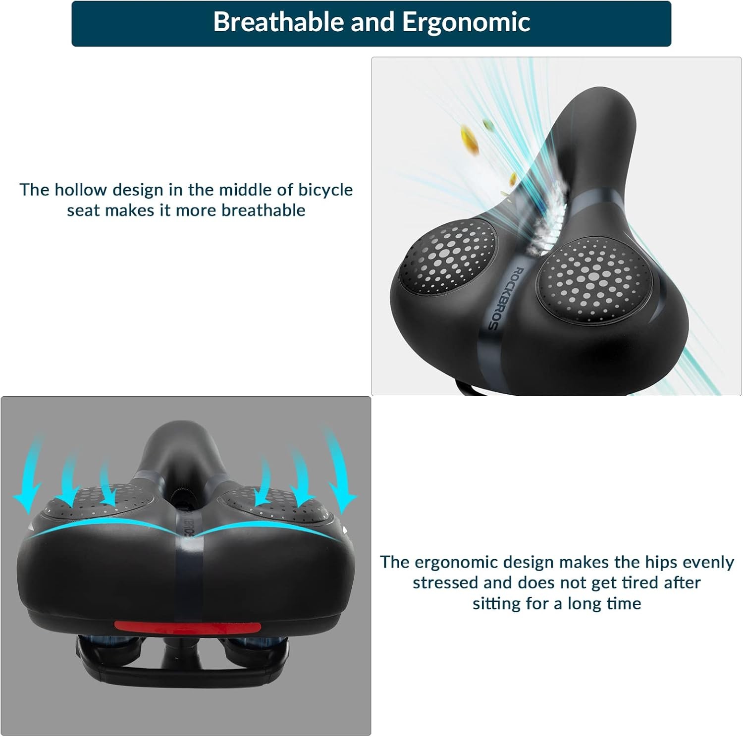 ROCKBROS Bicycle Saddle Comfort Ergonomic Seat Gel Hollow Breathable Shockproof