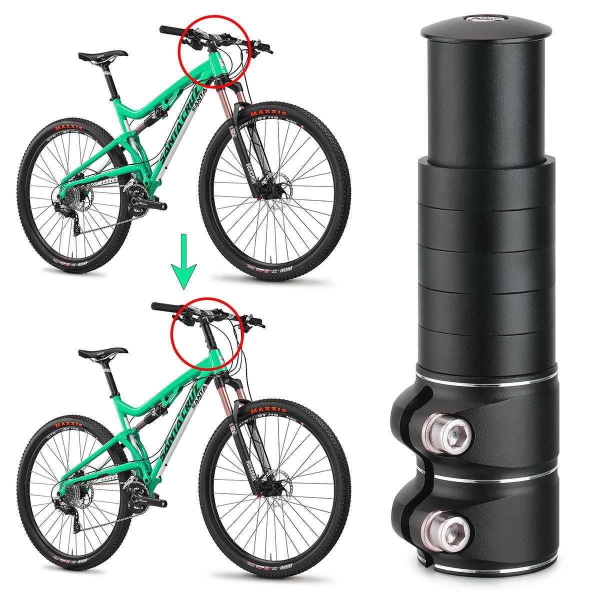 Mountain Bike Handlebar Extender Adaptor Tube Front Fork Stem Riser Extension