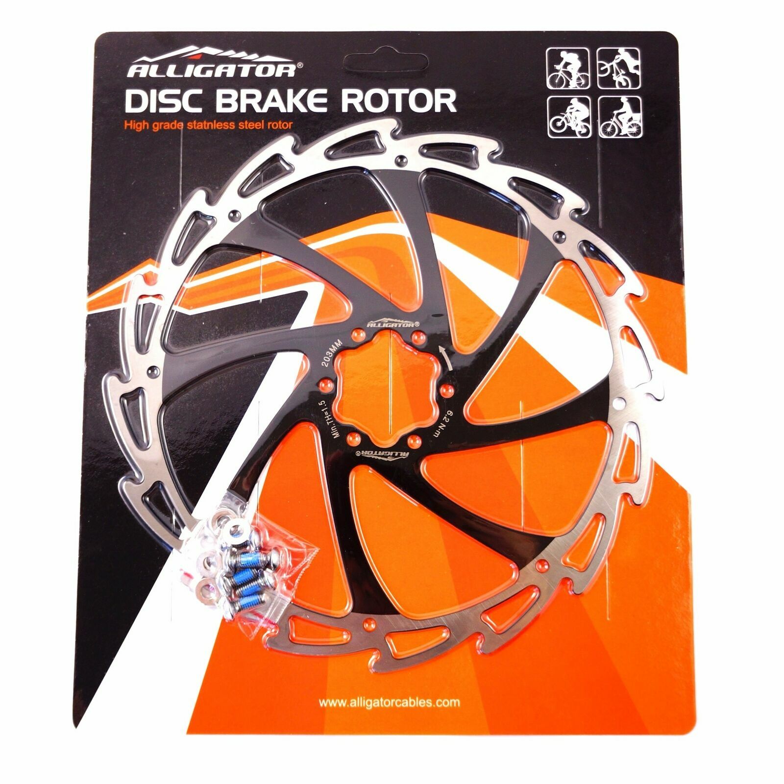 ALLIGATOR Light Weight Wind Cutter Disc Brake Rotor – Black 140/160/180/203mm s