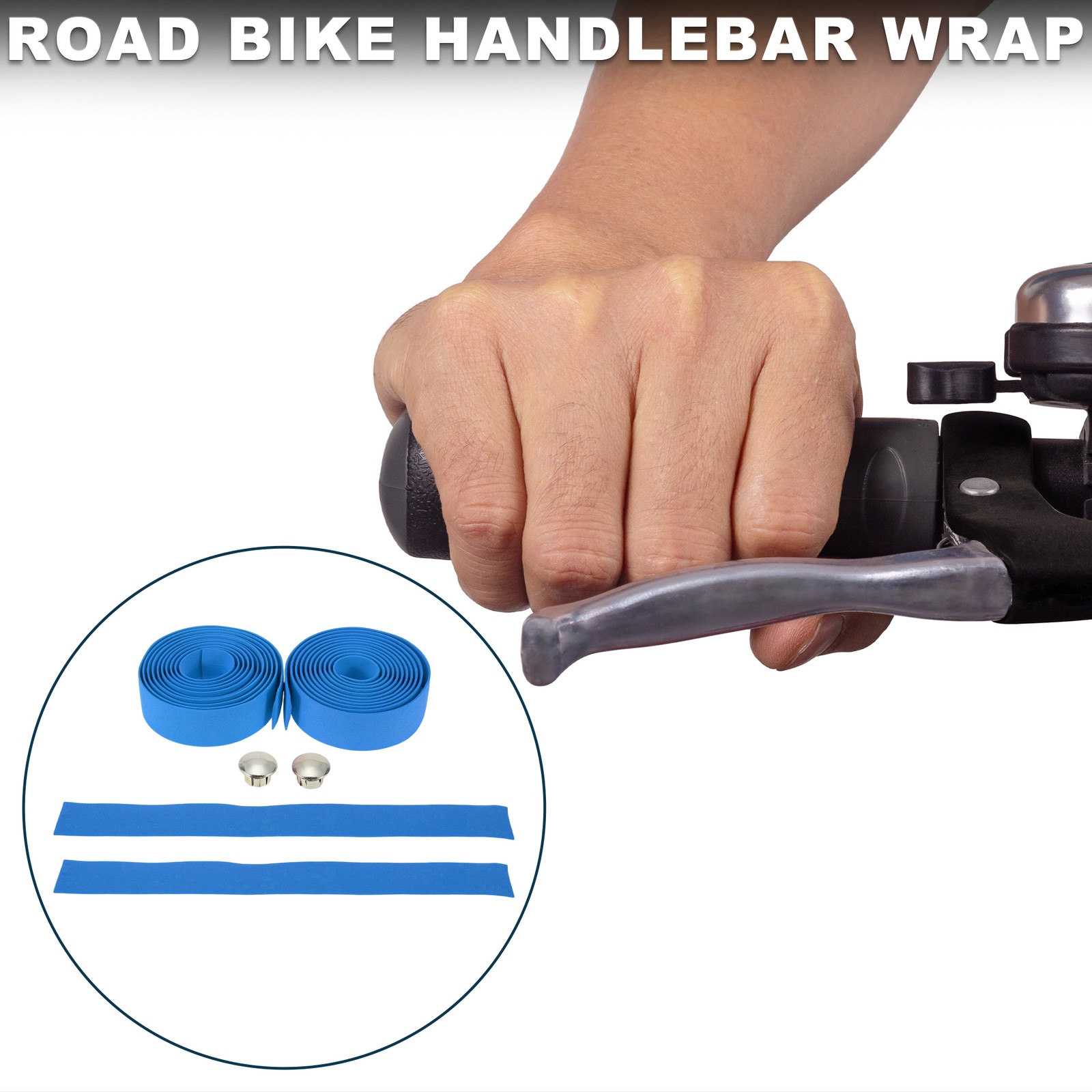 Bike Handlebar Tape Non-Slip Bicycle Handlebar Grip Tape Blue 1 Pair