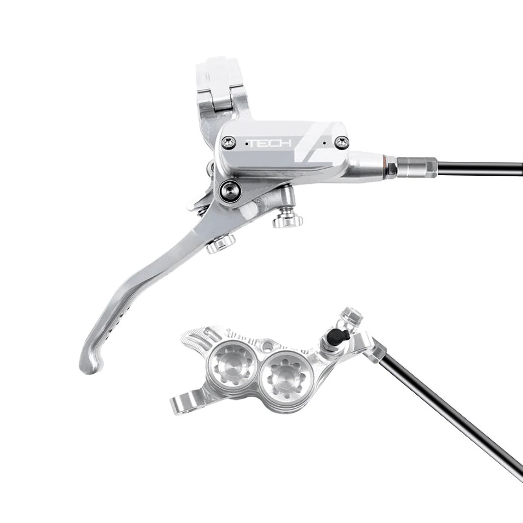 Hope Tech 4 V4 Disc Brake, Right/Rear – 74mm Silver/Silver