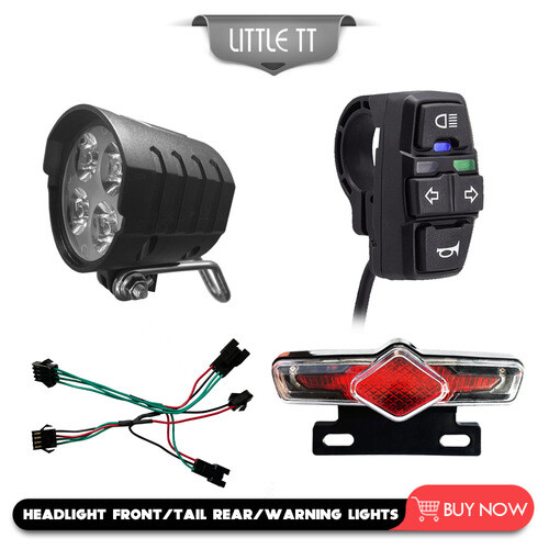 36V/48V/52V/60V 3 in 1 E-Bike Light set Headlight & Tail Light with Horn Switch