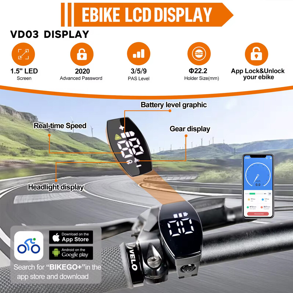 VD03 Bluetooth Navigation CAN Display 9 PAS For BAFANG Electric Bike Motor Kit
