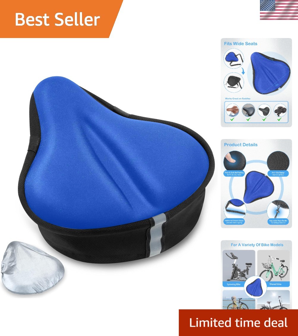 Universal Gel Bike Seat Cushion Cover 11×10 Inch for Ultimate Comfort – Blue