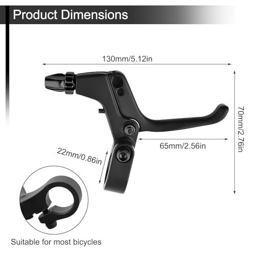 2Pcs Adjustable 2-Finger Bicycle Brake Levers for V Brakes, Aluminum Alloy, Kids