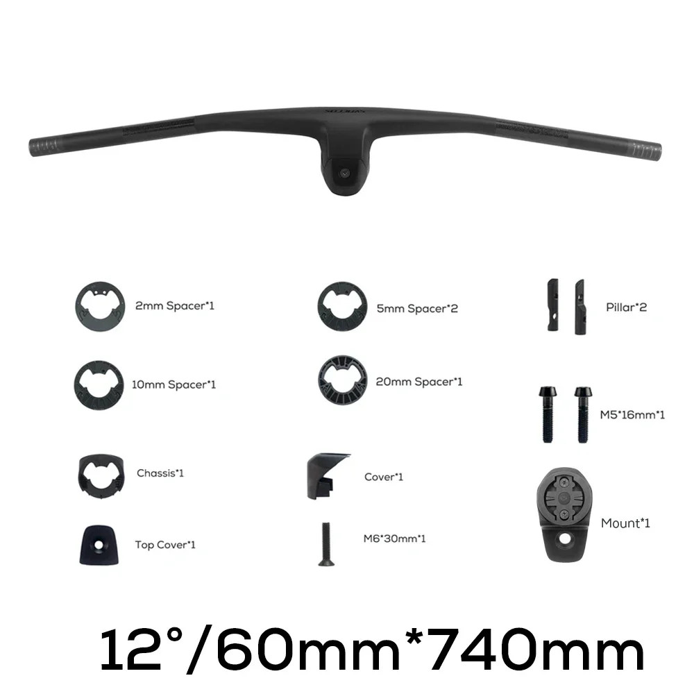 -9°/-10°/-12°/-14° Carbon Integrated mountain bike Handlebar 60mm With Mount