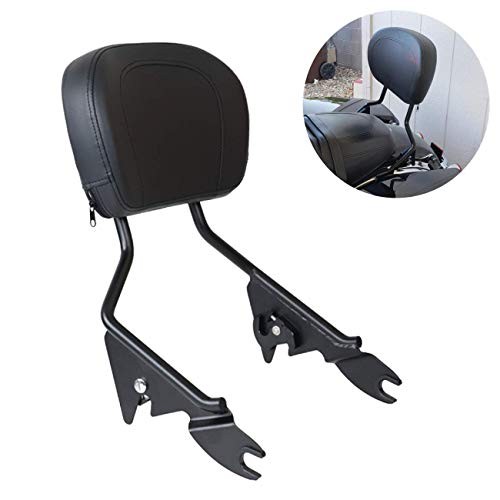 Detachable Upright Passenger Backrest Sissy Bar w/Back Rest Pad Black