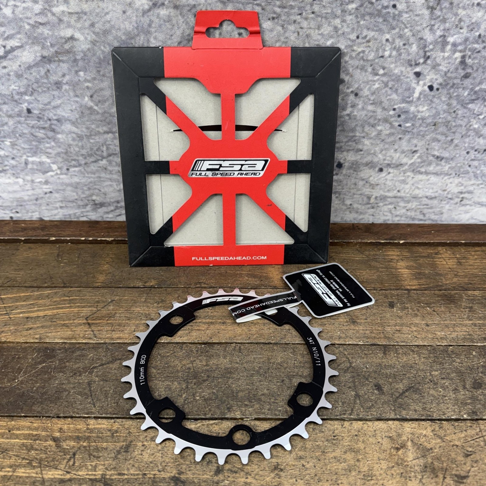 FSA Chainring 34T 110 BCD 4-Arm N10/11 Black Aluminum Road Bike 34 Tooth