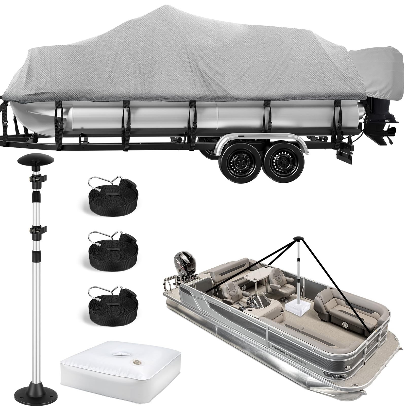 Heavy Duty Pontoon Boat Cover 1200D Covers for Pontoon 17-20ft Waterproof Cub…