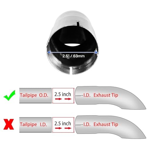 2.5 Inch Inlet Turn Down Exhaust Tip, Universal Stainless Steel Exhaust Tips