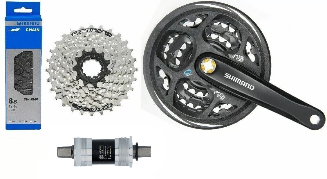 Shimano 7 Speed Wear Set Crank FC-M311 42Z or 48Z + Cassette + Chain + Bottom Bracket