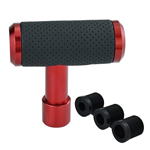 T Shifter Knob Leather Shift Knob Gear Shift Stick Head for Most Manual Red