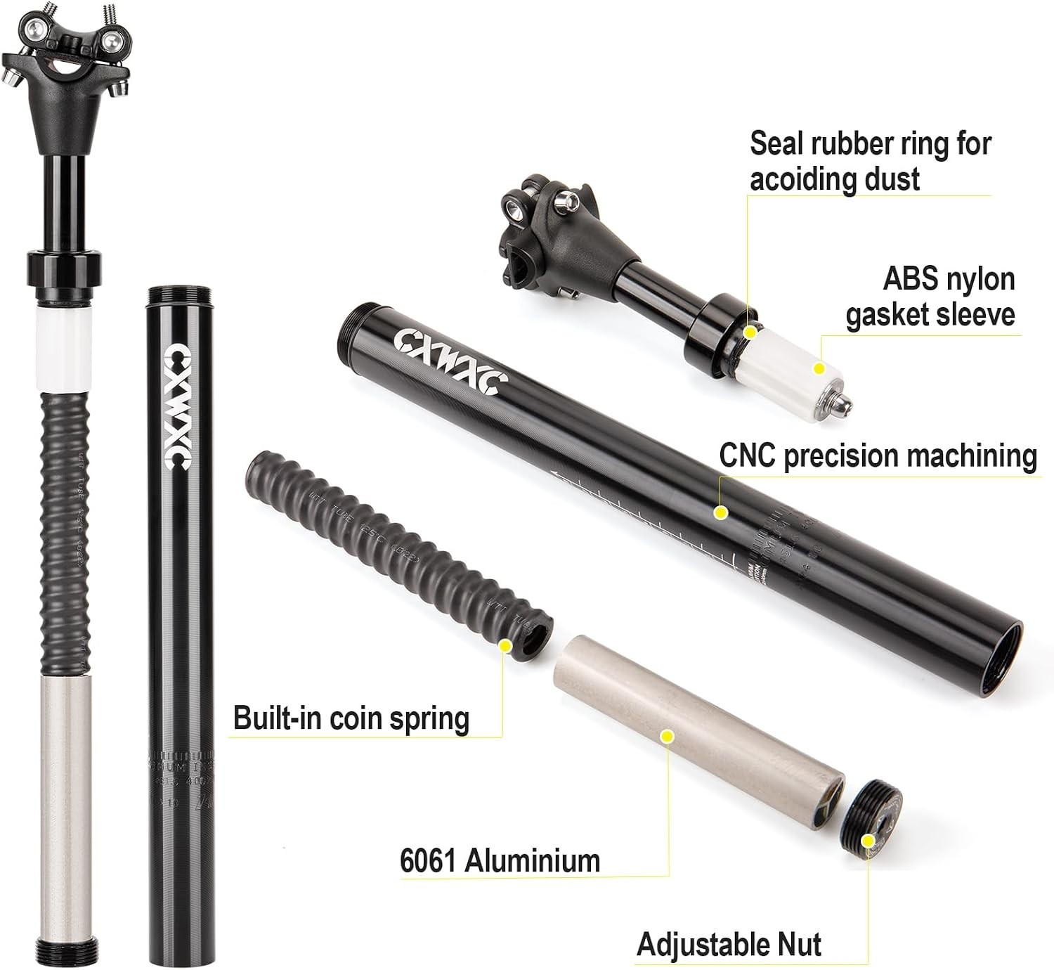 CXWXC Suspension Seatpost 31.6mm x 400mm – Shock Absorber Bicycle Seat
