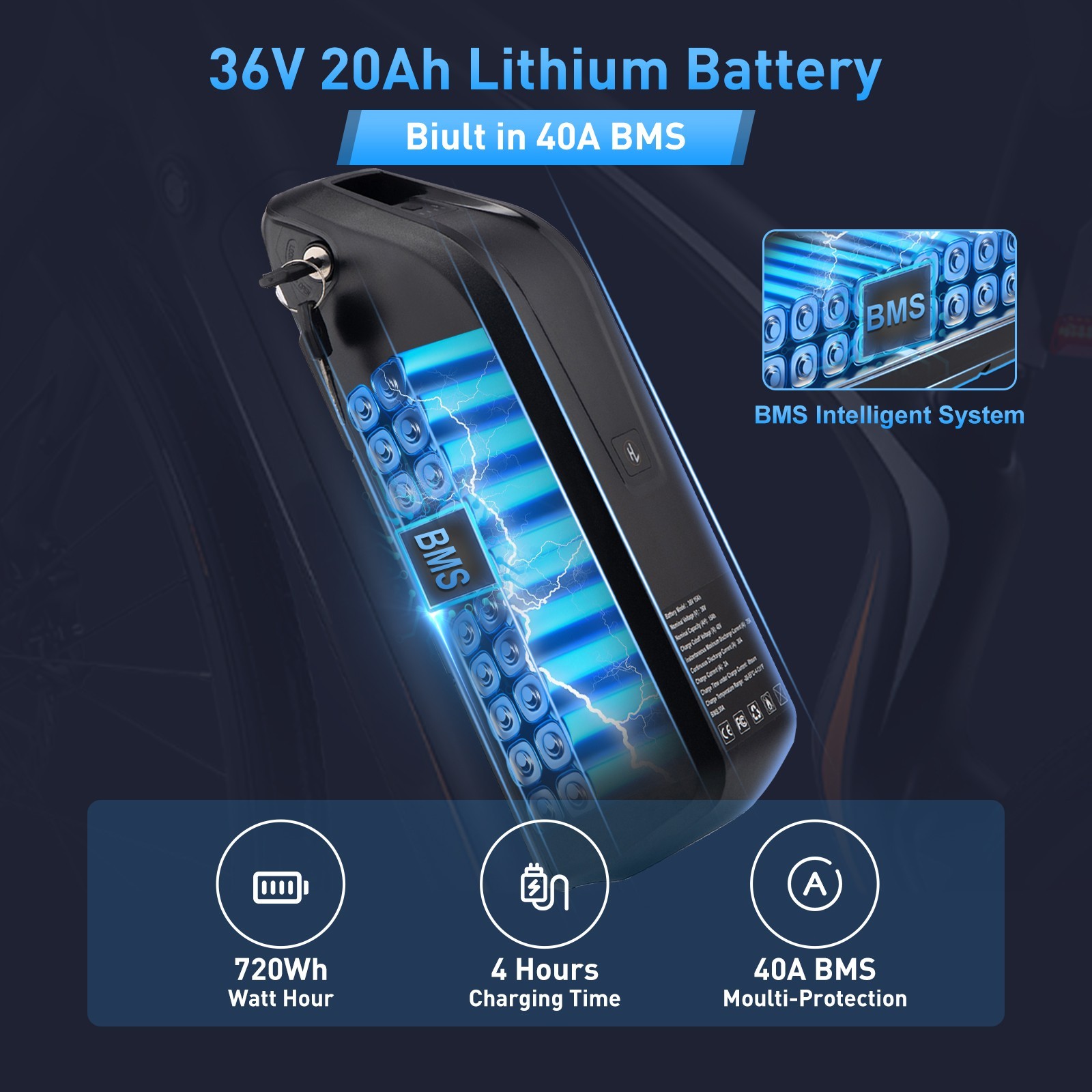 52V/48V/36V ebike battery lithium battery BMS for electric bicycle ≤2000W Motors