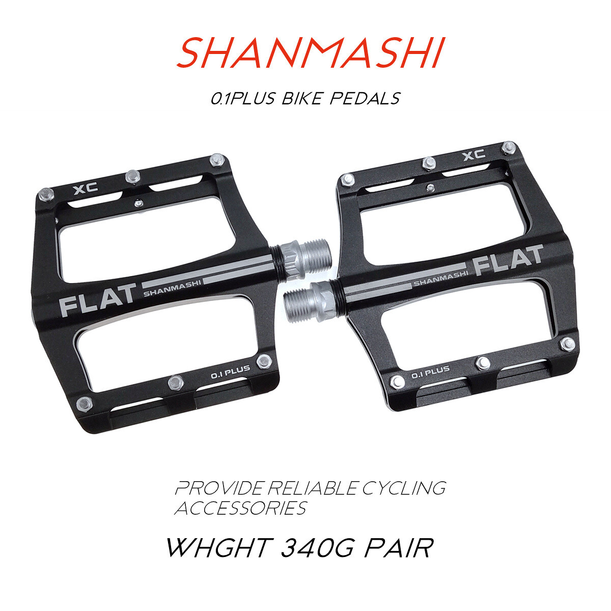 Bicycle Pedals MTB Bike Aluminum Anti Slip Wide Flat Platform Bearing Pedal 340g