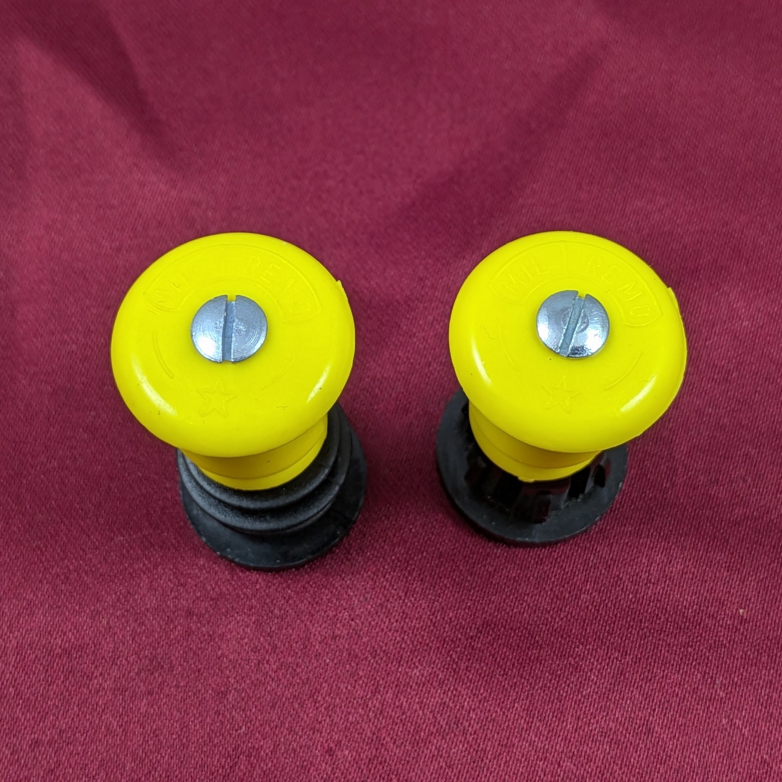 Mil Reno Yellow Expansion Handlebar End Plugs VIntage PAIR