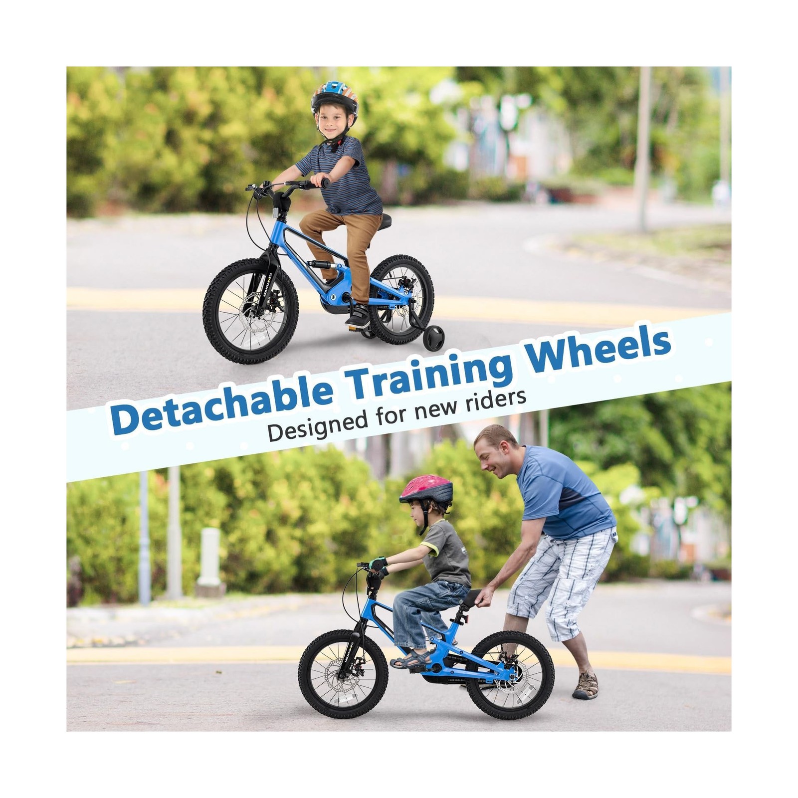 BABY JOY Kids Bike, 16″ Magnesium Sporty Bicycle with Dual Disc Brakes, Remov…