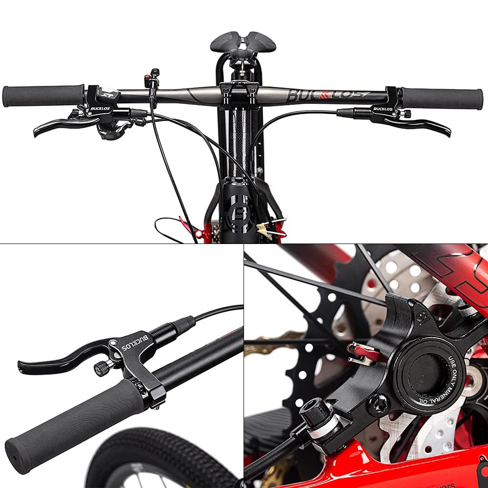 BUCKLOS Front Rear Hydraulic Disc Brake Mountain Road Bike 160/180/203mm Rotors