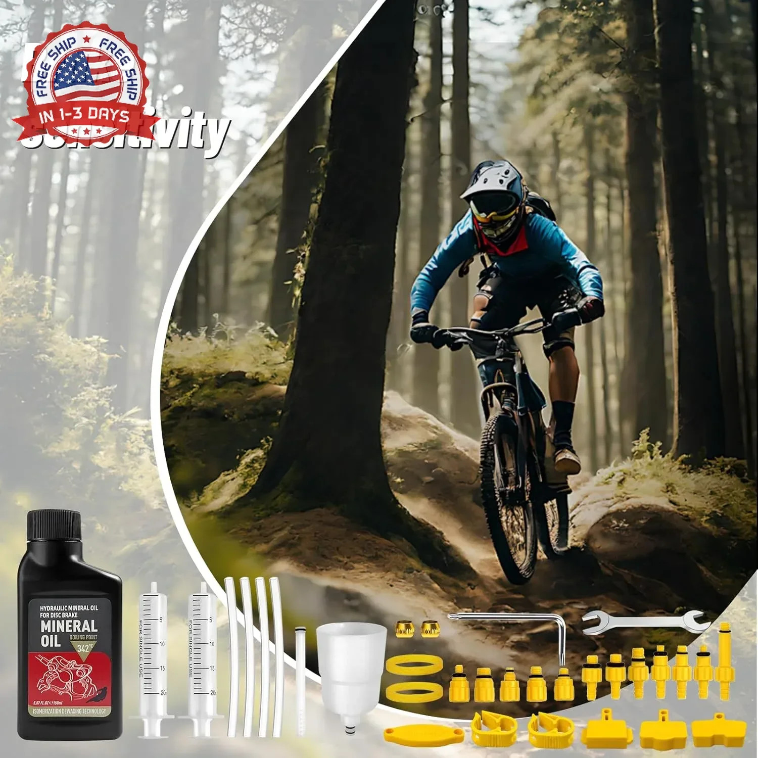 Brake Bleed Kit, Bicycle Hydraulic Brake Bleed Kit Including 150ML Mineral Oil f