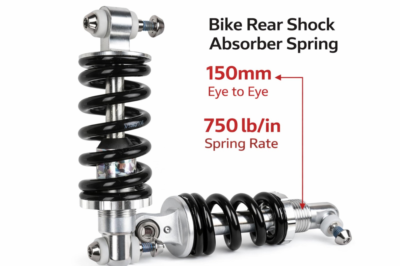 Bike Rear Shock Absorber Spring 150mm (6 Inch) Eye to Eye, 750 lb/in Rear Sus…
