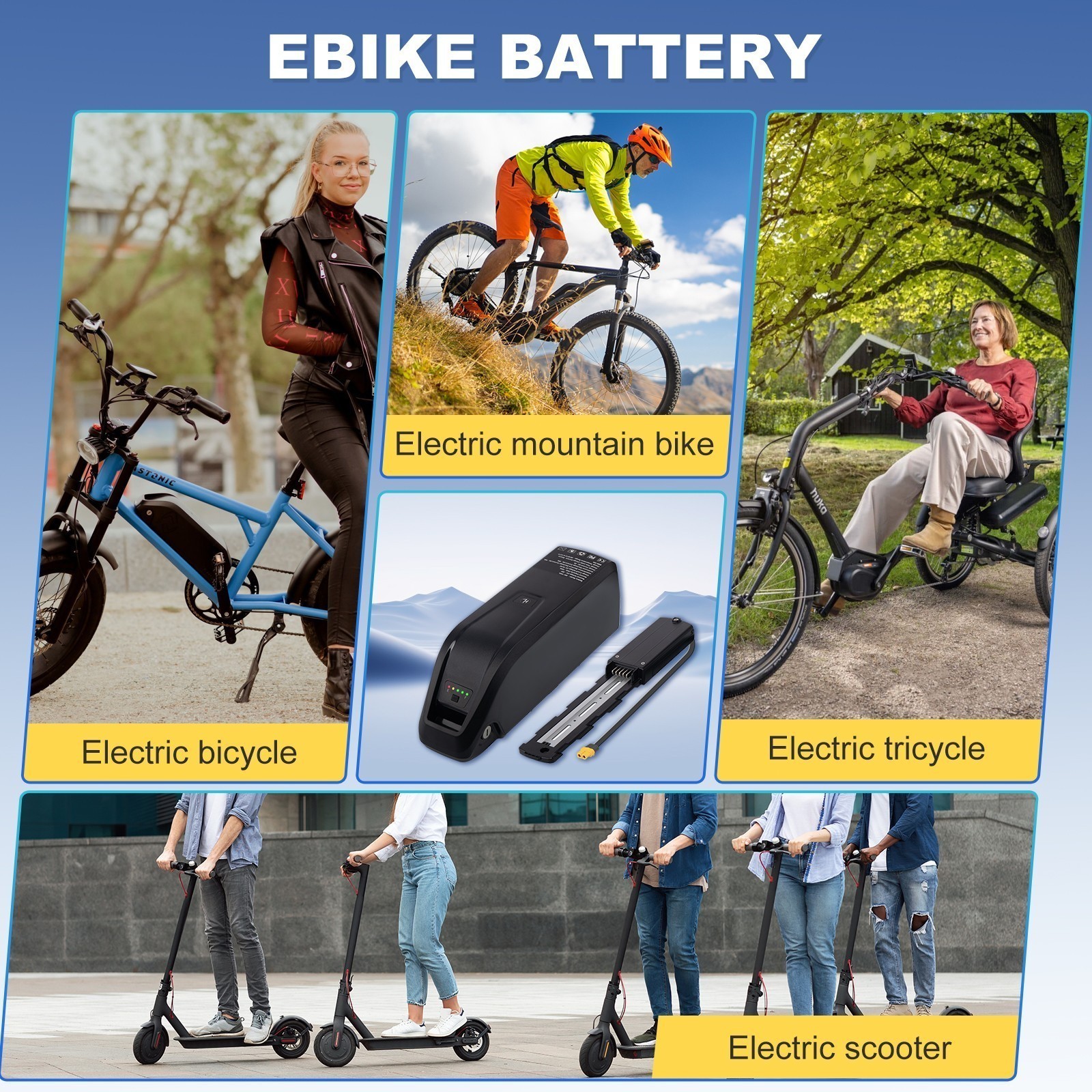Hailong 48V 15Ah Ebike Lithium Battery For Electric Bike Bicycle 5Pin 40A BMS