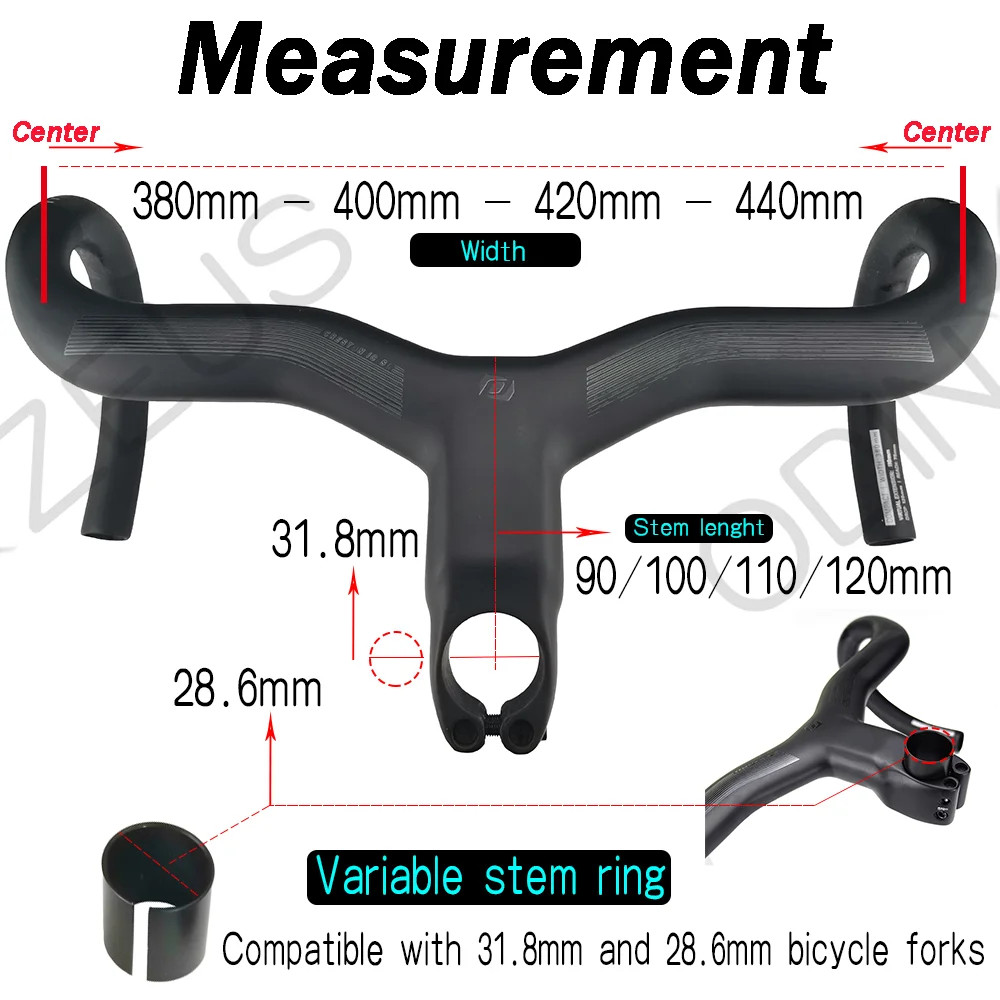 Road Bike Handlebar Integrated Cables Carbon IC Cockpit Drop Handlebar 28.6mm