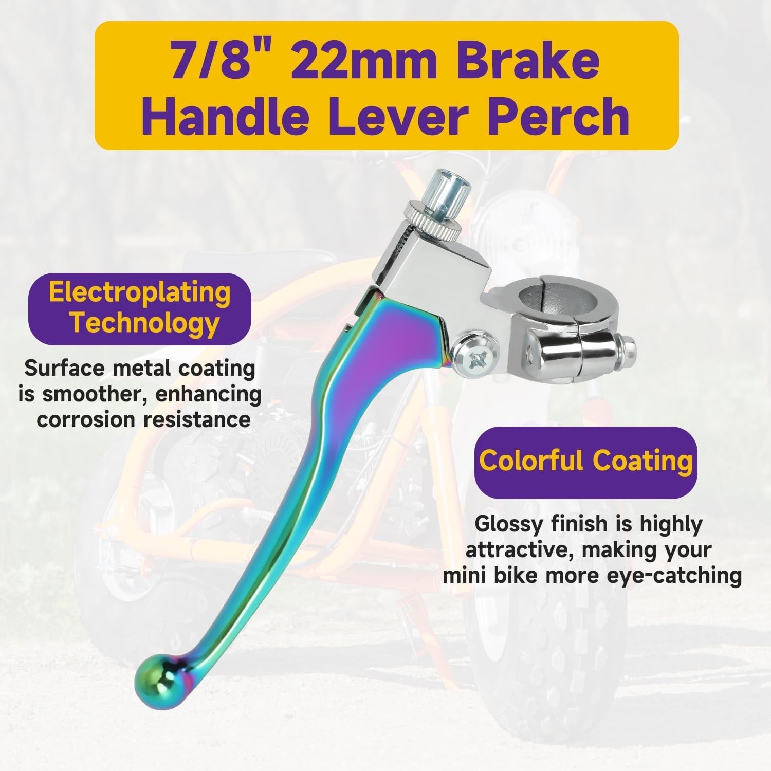 Electroplated 7/8» Left Brake Lever for Mini Bikes – Modern Style, Easy Install