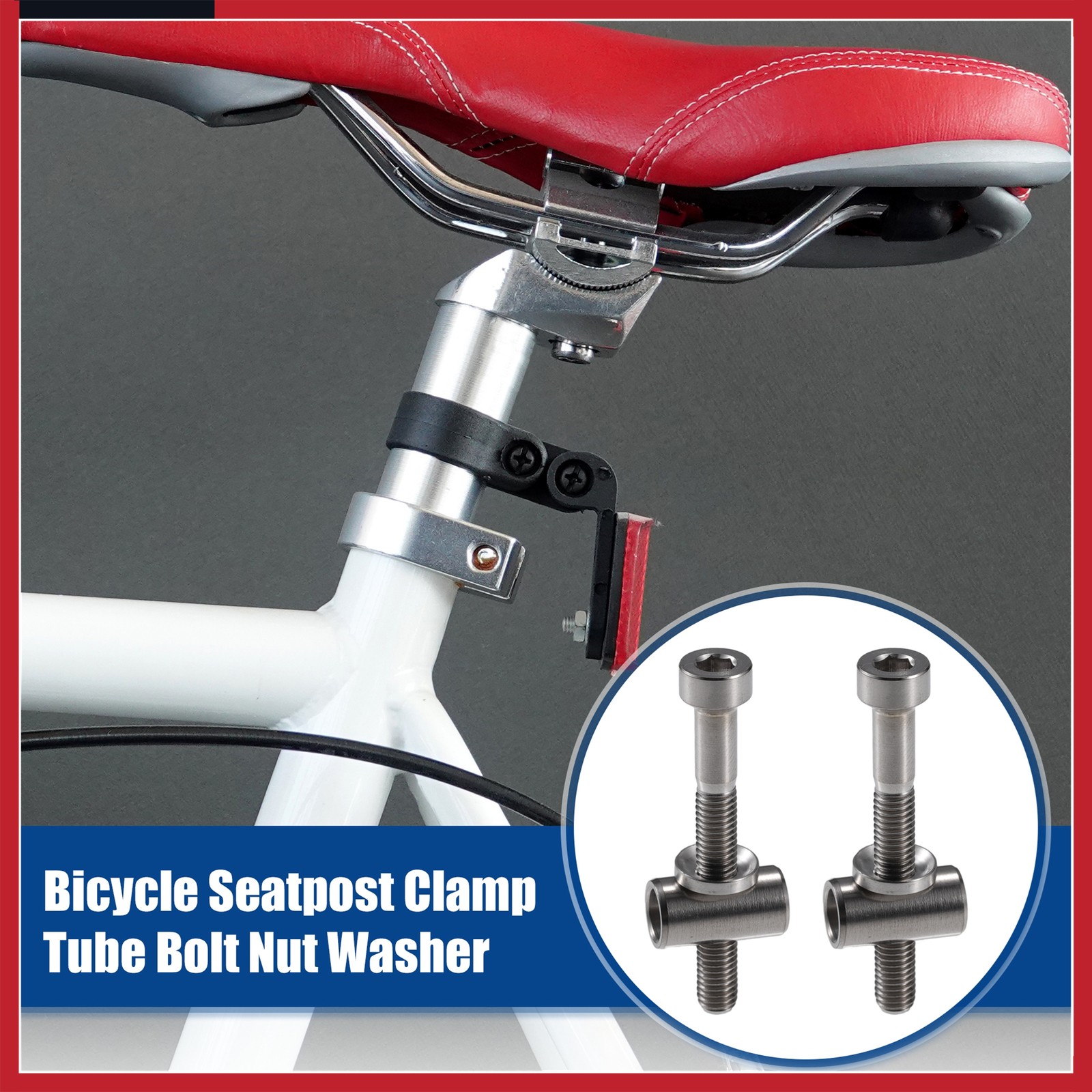 2 Set M5x40mm Bike Bicycle Seatpost Clamp Tube Bolt Nut Washer