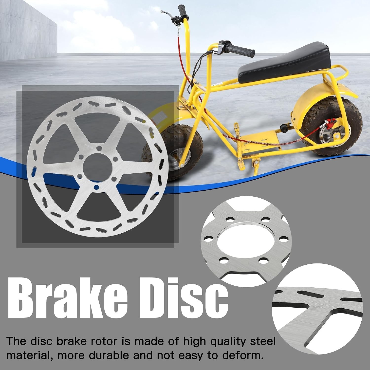180mm Mini Bike Disc Brake Rotor with Pads for Motovox, Mega Moto, Baja Doodle B