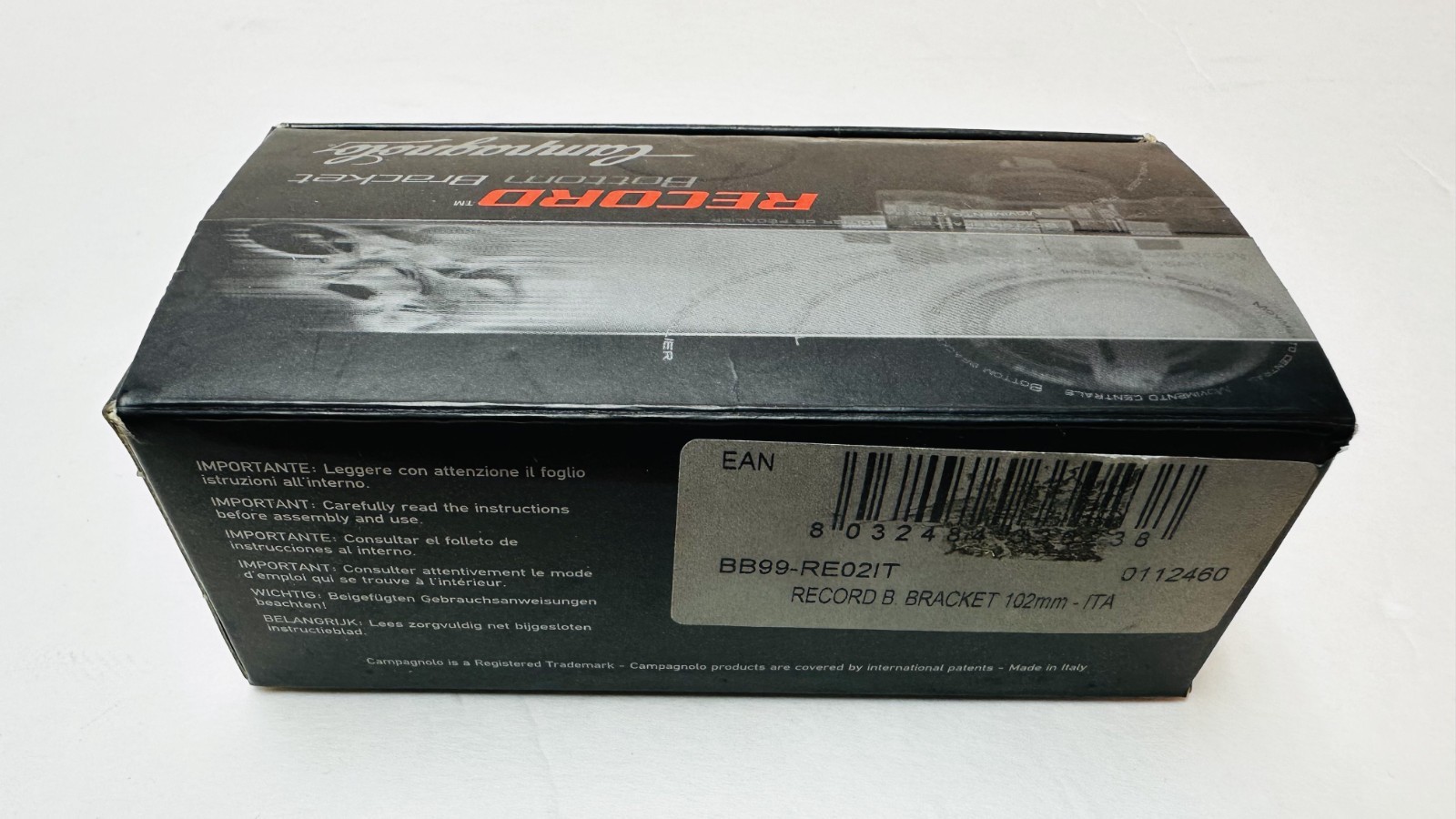 * CAMPAGNOLO RECORD BOTTOM BRACKET BB99-RE02IT ITALIAN SQUARE TAPER 102MM – NEW*