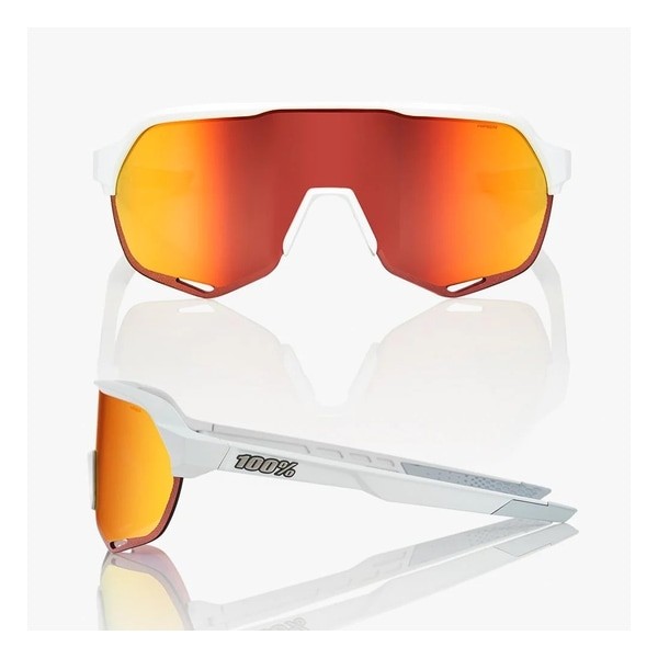 100% S2 Soft Tact Sunglasses Off White/HiPER Red Mirror Lens