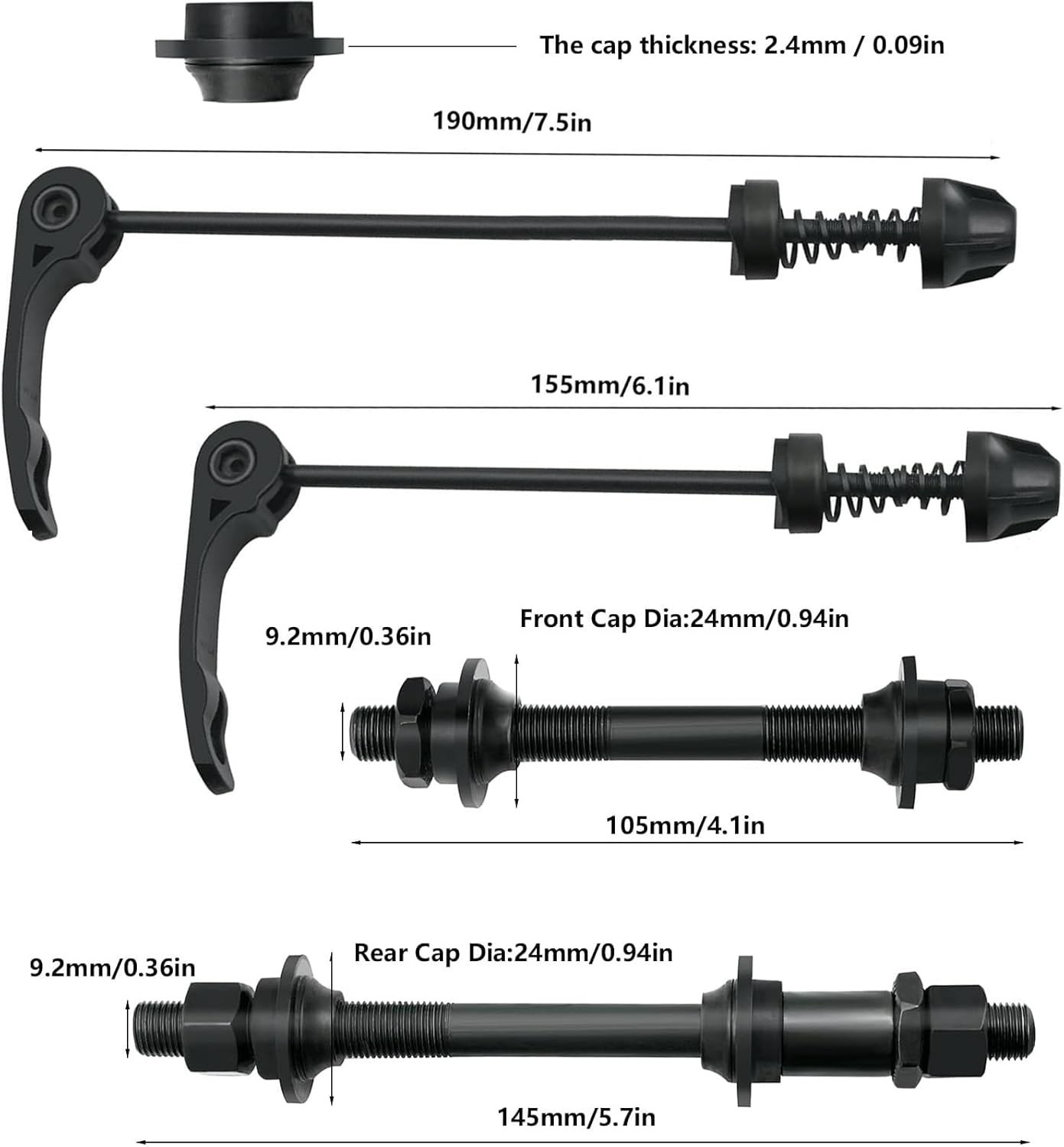 Iron Quick Release Axle Set for Mountain and Road Bikes – Lightweight & Reliable