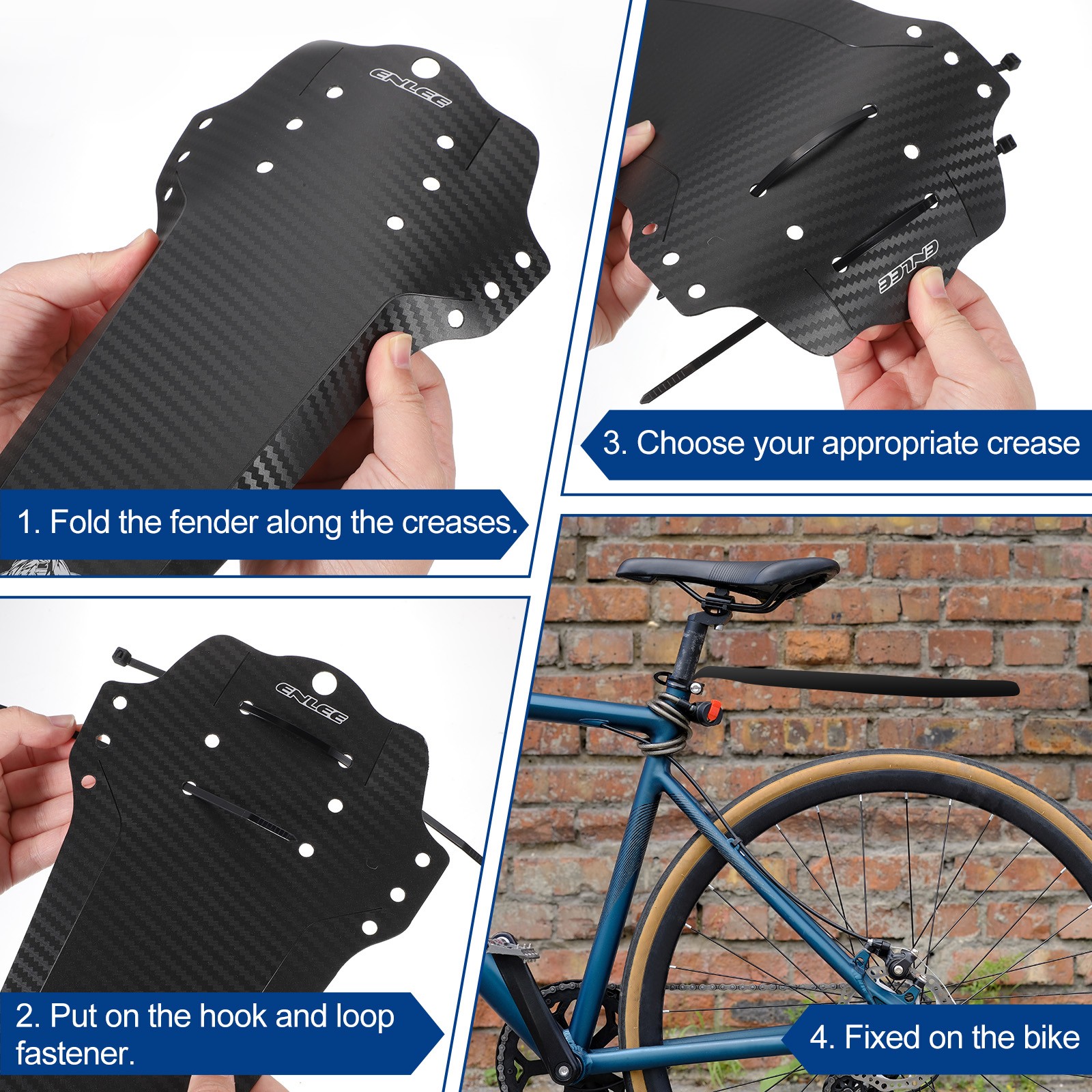 Mountain Bike Mud Guard 14.37″ Front/Rear Mud Guards with Cable Tie for MTB