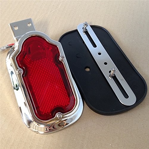 XKMT-Chromed Heavy Metal Aluminum Tombstone Brake Tail Light Metal Light Red