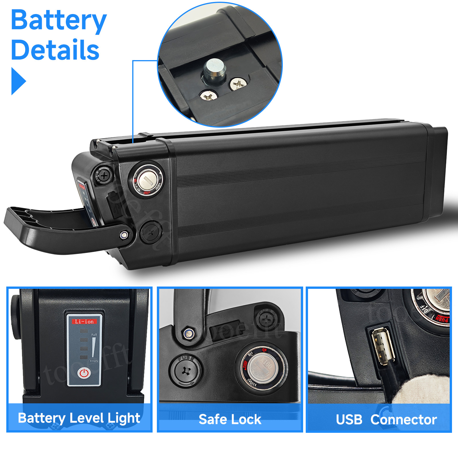 tooefft Electric Bicycle Battery 48V 13Ah 20Ah for Heybike Mars Ranger ebike