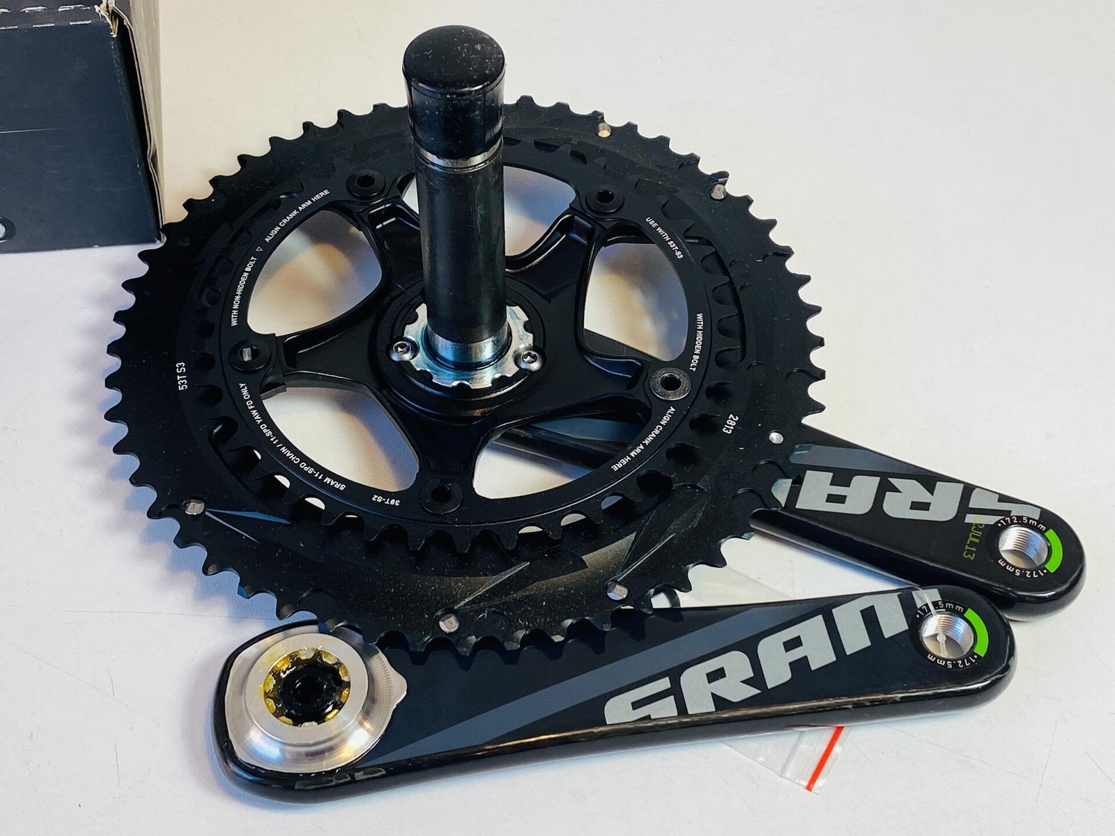 SRAM Force 22 Carbon Fiber 2x11s 172.5mm GXP Crankset 53/39t NOS w/o BB
