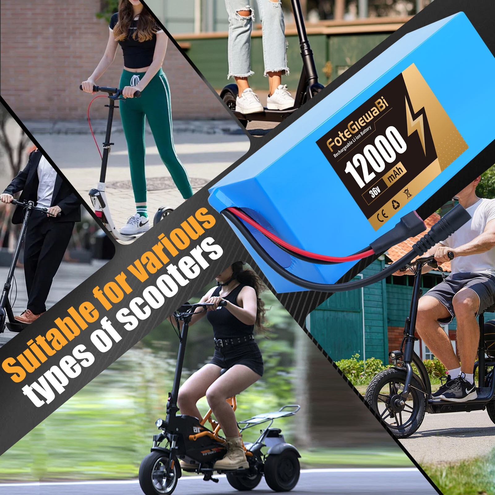 Ebike Battery 36V 12Ah lithium-ion battery for 200W-500W e-bikes
