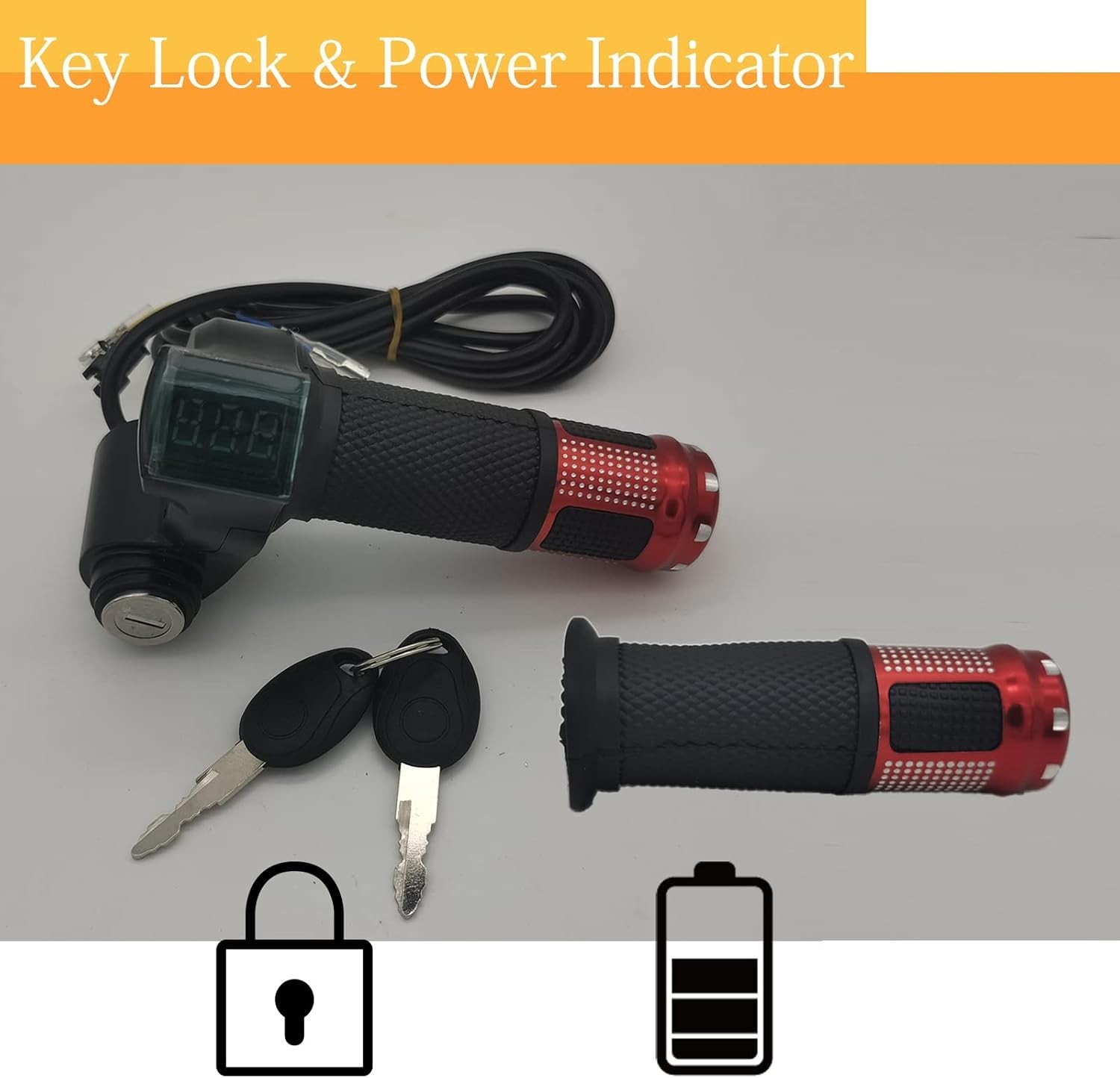 High-Performance eBike Twist Handlebar Grip with Voltage Meter – 7.8×1.38 inches