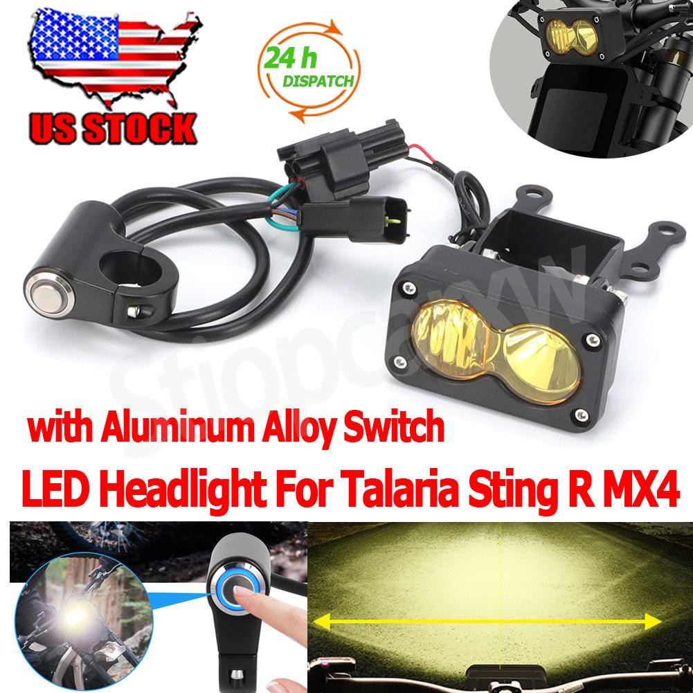 US Headlight Yellow LED Light w/Harness Switch Kit For Talaria Sting R MX4 P-N-P