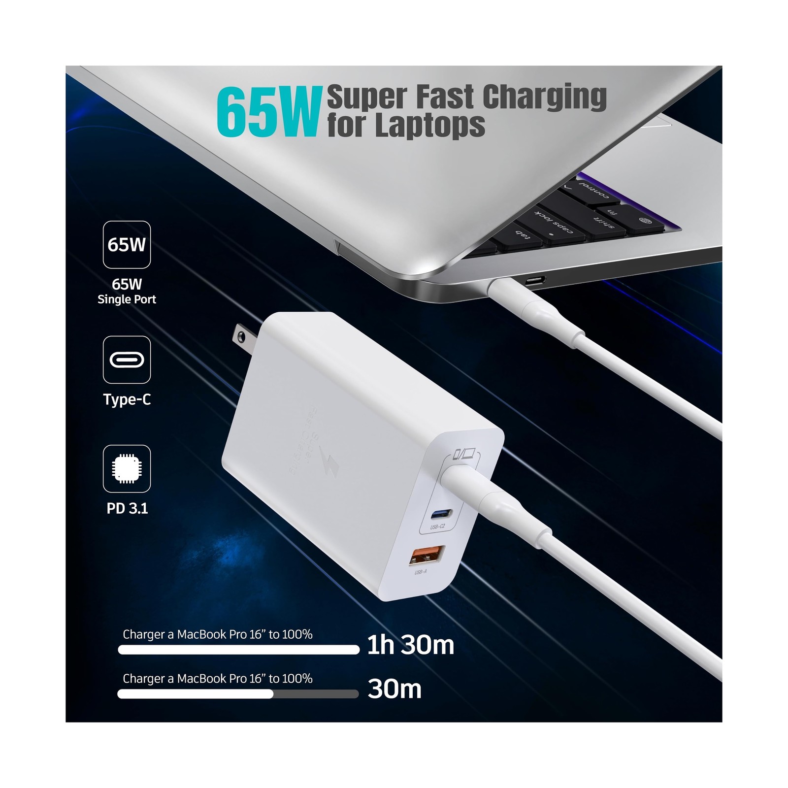 TT&C USB C Block 100W, GaN 3 Ports Wall Plug Super Fast Charging Block, PD+QC…