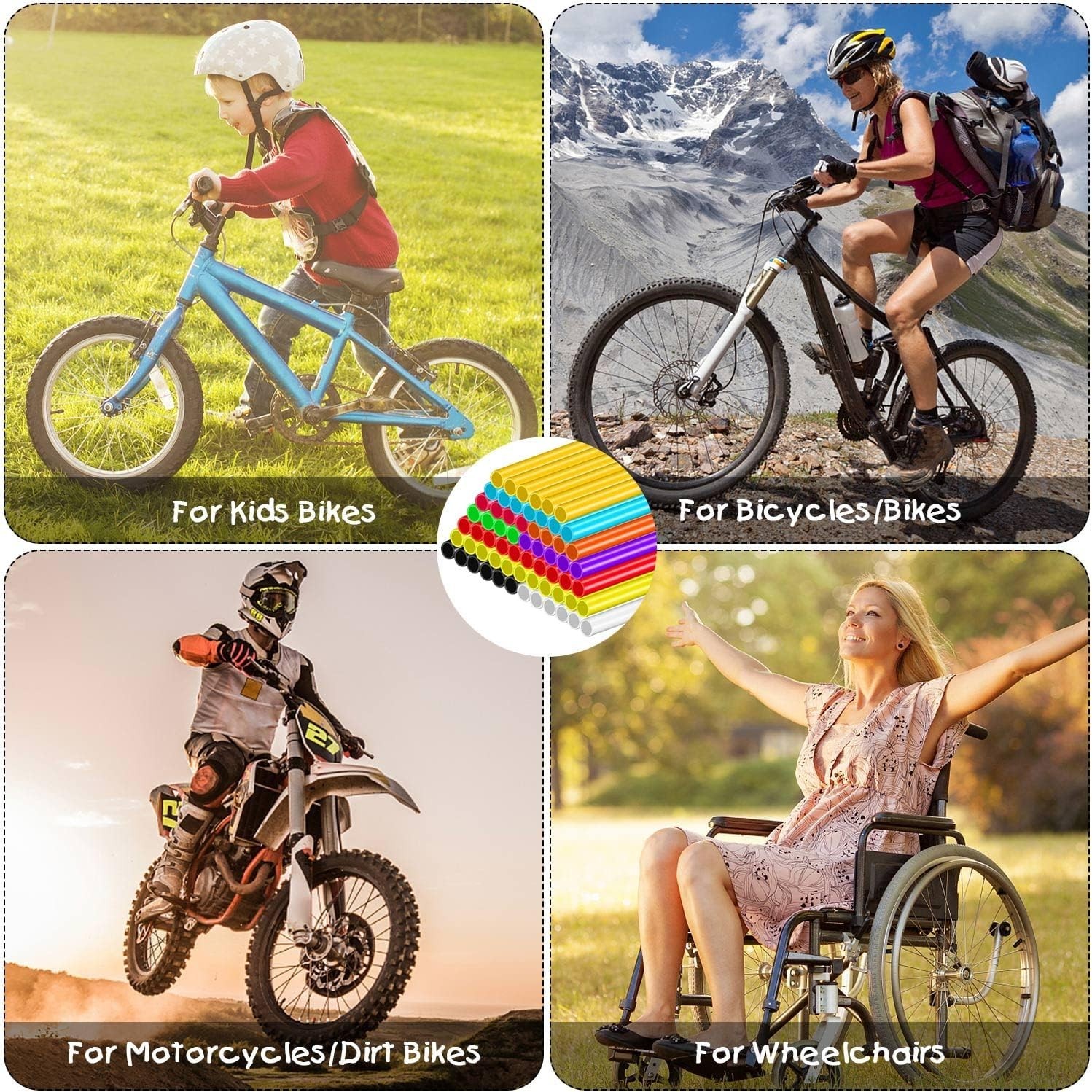 Bike Spokes, 160 Pcs Spoke Skins, 10 Mixed Colors Bike Spoke Covers, Dirt Bik…