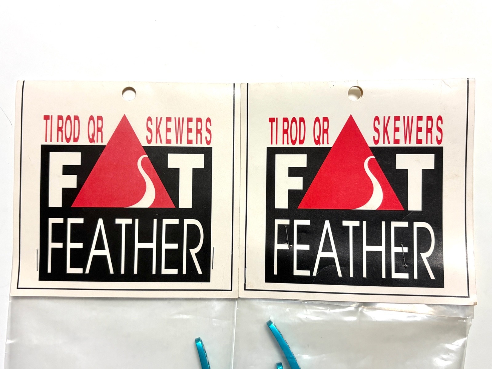 NOS FAT FEATHER Ti Rod QR Skewers Set Turquoise USA MTB 100/135mm