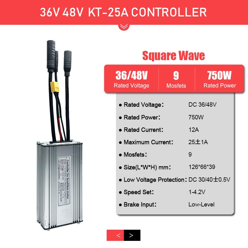 Ebike Sinewave Controller 36V 48V Waterproof Brushless 250-1000W 1T4 2pin female